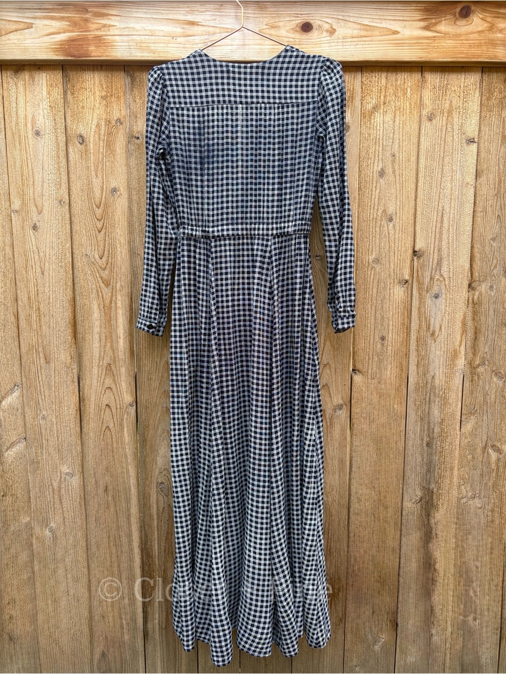 Christy Dawn Audrey Maxi Dress Navy Blue Check Plaid Size Small - Picture 5 of 17